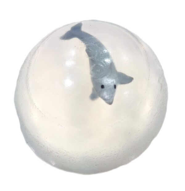 A white ball with a fish on it