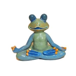 Tranquility Buddha Meditation Frog Meadow Calm, Hand Painted Colorful Statue.
