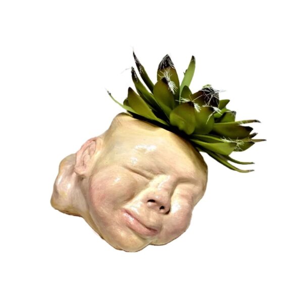 A head with plants growing out of it.