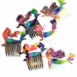 A bunch of hair combs that are all different colors