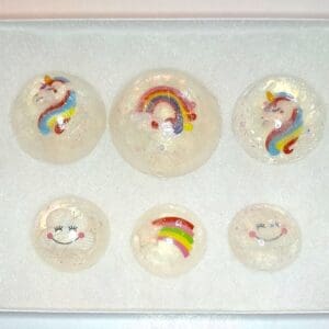 Unicorn & Rainbow Soap Set – 7 Clear Vegan Glycerin Rounds