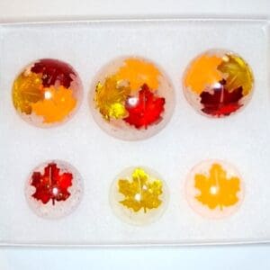 Vegan Autumn Leaves Soap Set – 7 Clear Glycerin Rounds Hypoallergenic