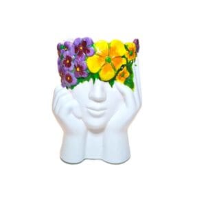 Floral Crown Face Vase Hand‑Painted Resin Art for Boho Spring Home Décor